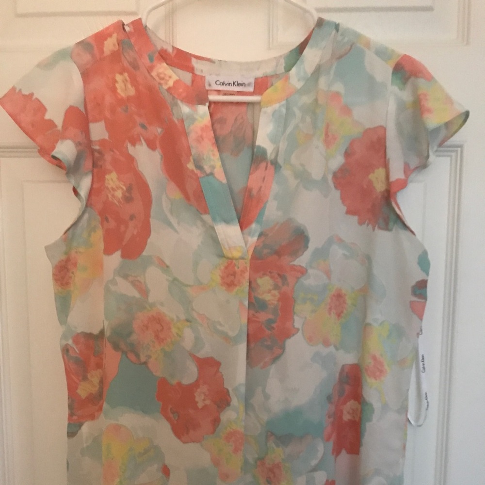 Calvin Klein floral blouse, sz M